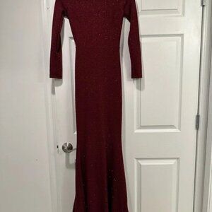 Lovely Day Low Back, High Slit Glitter Maxi Cocktail Dress